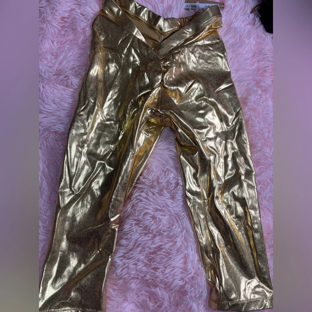 SKIMS Gold Metallic Swim Pants